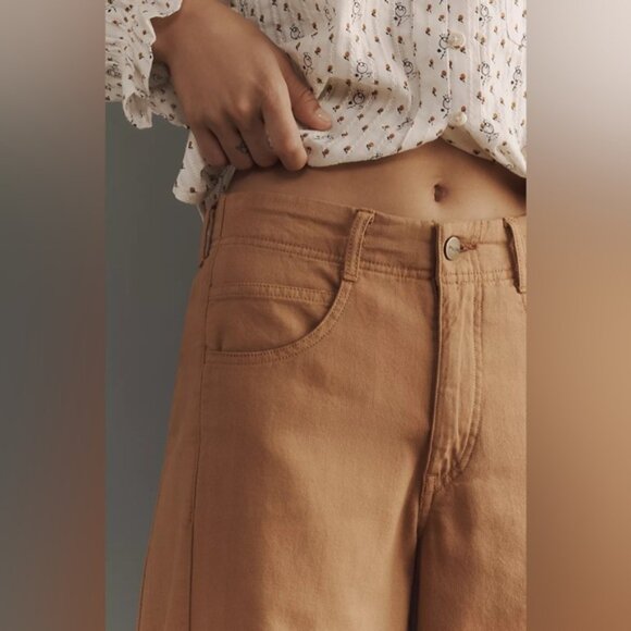 NWT Size 32 - The Adi Cotton Mid-Rise Frayed Relaxed Flare Pants by Pilcro - Picture 7 of 16